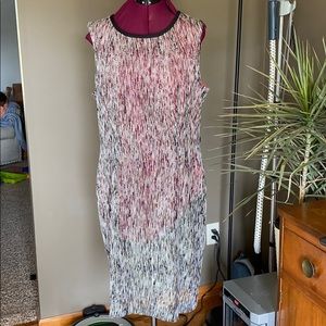 Anne Klein Grey Knit Overlay with Pink Slip Dress (Size 16)
